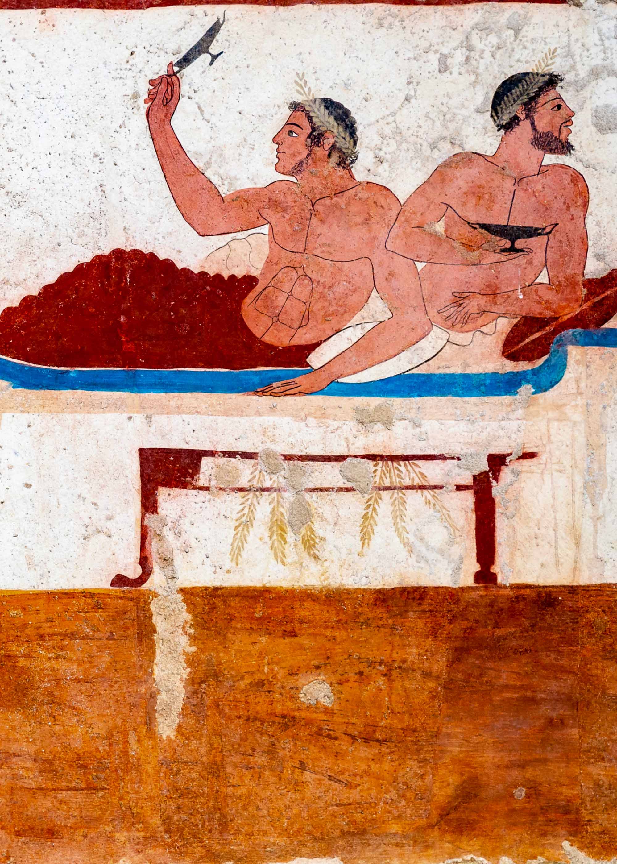 Symposium Scene with Kottabos Player - Fresco from the Tomb of the Diver